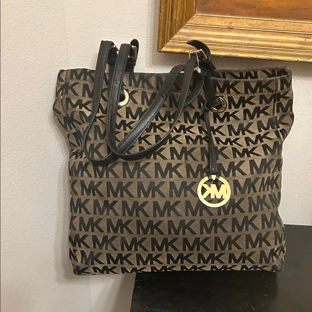 Michael Kors Black and Brown Logo Tote